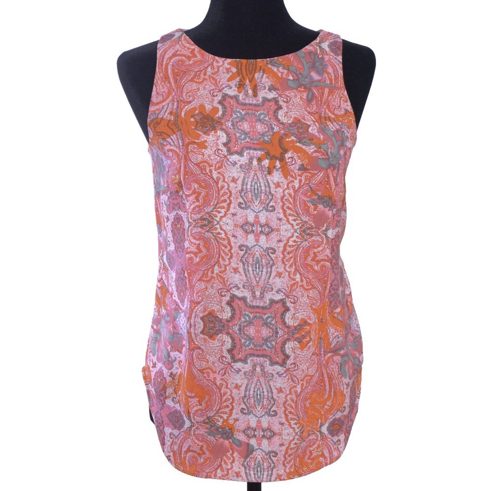 CABI Sz XS Jubilee Pink Paisley Printed Tunic Tank Top Blouse #127